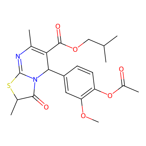 isobutyl 5-[4-(acetyloxy)-3-methoxyphenyl]-2,7-dimethyl-3-oxo-2,3-dihydro-5H-[1,3]thiazolo[3,2-a]pyrimidine-6-carboxylate structure