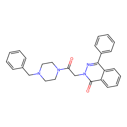 2-(2-(4-benzylpiperazin-1-yl)-2-oxoethyl)-4-phenylphthalazin-1(2H)-one structure