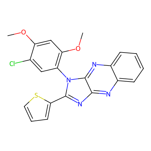 1-(5-chloro-2,4-dimethoxyphenyl)-2-(thiophen-2-yl)-1H-imidazo[4,5-b]quinoxaline structure