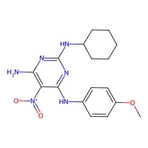 N2-Cyclohexyl-N4-(4-methoxyphenyl)-5-nitropyrimidine-2,4,6-triamine structure
