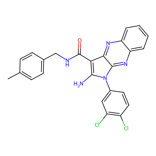 2-amino-1-(3,4-dichlorophenyl)-N-(4-methylbenzyl)-1H-pyrrolo[2,3-b]quinoxaline-3-carboxamide structure