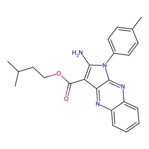 isopentyl 2-amino-1-(p-tolyl)-1H-pyrrolo[2,3-b]quinoxaline-3-carboxylate structure