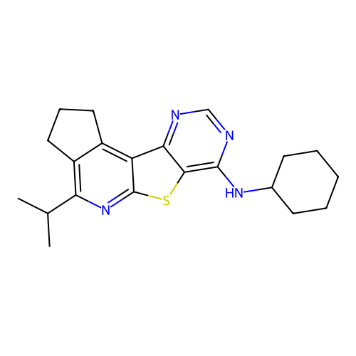 N-cyclohexyl-4-(propan-2-yl)-2,3-dihydro-1H-cyclopenta[4',5']pyrido[3',2':4,5]thieno[3,2-d]pyrimidin-7-amine structure