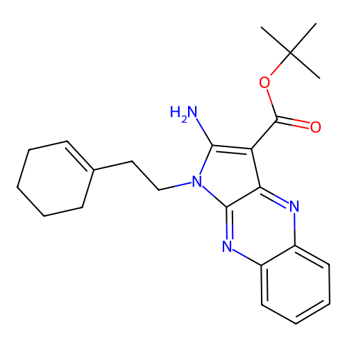 tert-butyl 2-amino-1-[2-(cyclohexen-1-yl)ethyl]pyrrolo[3,2-b]quinoxaline-3-carboxylate structure