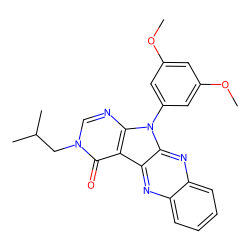 11-(3,5-dimethoxyphenyl)-3-(2-methylpropyl)-3,11-dihydro-4H-pyrimido[5',4':4,5]pyrrolo[2,3-b]quinoxalin-4-one structure