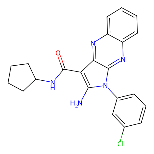 2-amino-1-(3-chlorophenyl)-N-cyclopentyl-1H-pyrrolo[2,3-b]quinoxaline-3-carboxamide structure