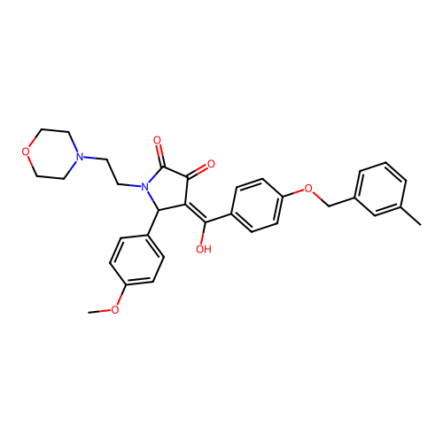 (4E)-4-(hydroxy{4-[(3-methylbenzyl)oxy]phenyl}methylidene)-5-(4-methoxyphenyl)-1-[2-(morpholin-4-yl)ethyl]pyrrolidine-2,3-dione structure