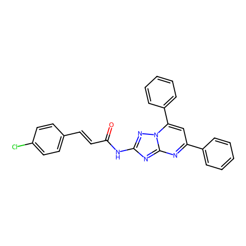 (E)-3-(4-chlorophenyl)-N-(5,7-diphenyl-[1,2,4]triazolo[1,5-a]pyrimidin-2-yl)acrylamide structure