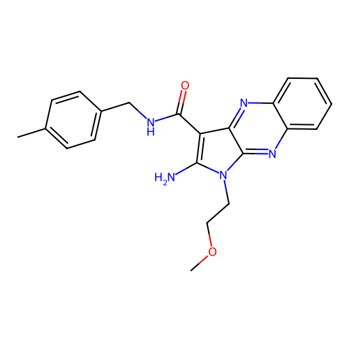 2-amino-1-(2-methoxyethyl)-N-(4-methylbenzyl)-1H-pyrrolo[2,3-b]quinoxaline-3-carboxamide structure