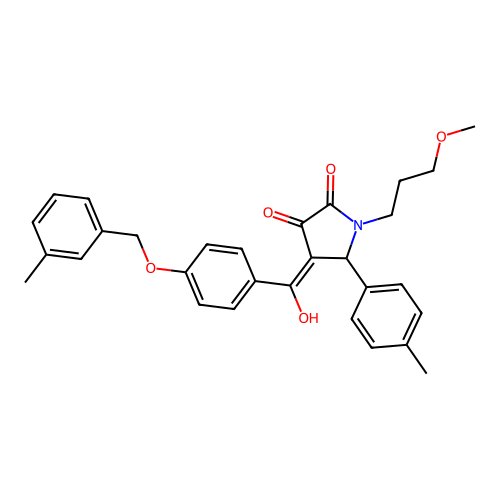 (4E)-4-(hydroxy{4-[(3-methylbenzyl)oxy]phenyl}methylidene)-1-(3-methoxypropyl)-5-(4-methylphenyl)pyrrolidine-2,3-dione structure