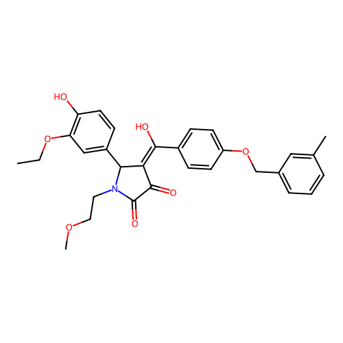 (4E)-5-(3-ethoxy-4-hydroxyphenyl)-4-(hydroxy{4-[(3-methylbenzyl)oxy]phenyl}methylidene)-1-(2-methoxyethyl)pyrrolidine-2,3-dione structure