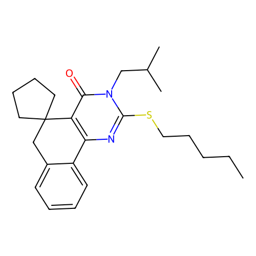 3-isobutyl-2-(pentylthio)-3H-spiro[benzo[h]quinazoline-5,1'-cyclopentan]-4(6H)-one structure