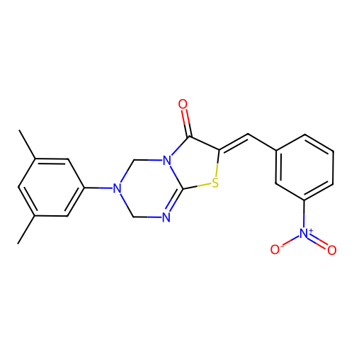 (7Z)-3-(3,5-dimethylphenyl)-7-(3-nitrobenzylidene)-3,4-dihydro-2H-[1,3]thiazolo[3,2-a][1,3,5]triazin-6(7H)-one structure