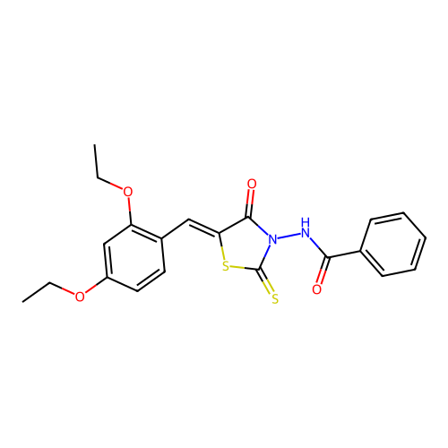 (Z)-N-(5-(2,4-diethoxybenzylidene)-4-oxo-2-thioxothiazolidin-3-yl)benzamide structure