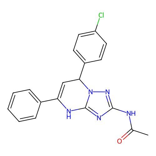 N-[7-(4-chlorophenyl)-5-phenyl-3,7-dihydro[1,2,4]triazolo[1,5-a]pyrimidin-2-yl]acetamide structure
