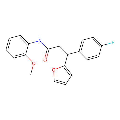 3-(4-fluorophenyl)-3-(furan-2-yl)-N-(2-methoxyphenyl)propanamide structure