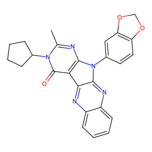 11-(benzo[d][1,3]dioxol-5-yl)-3-cyclopentyl-2-methyl-3H-pyrimido[5',4':4,5]pyrrolo[2,3-b]quinoxalin-4(11H)-one structure