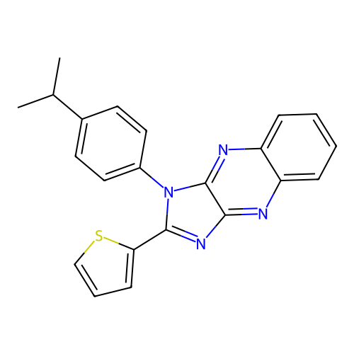 1-[4-(propan-2-yl)phenyl]-2-(thiophen-2-yl)-1H-imidazo[4,5-b]quinoxaline structure