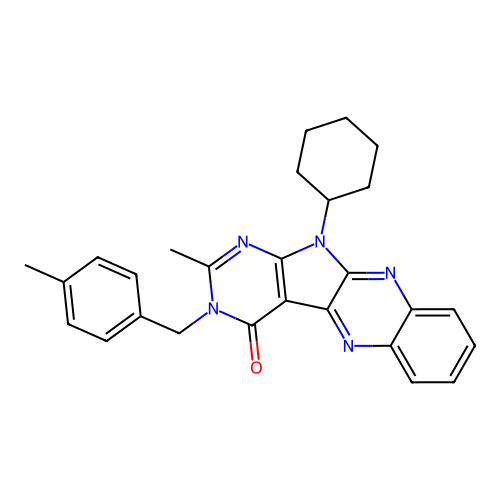 11-cyclohexyl-2-methyl-3-(4-methylbenzyl)-3,11-dihydro-4H-pyrimido[5',4':4,5]pyrrolo[2,3-b]quinoxalin-4-one structure