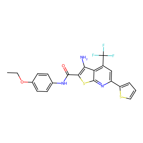 3-amino-N-(4-ethoxyphenyl)-6-(thiophen-2-yl)-4-(trifluoromethyl)thieno[2,3-b]pyridine-2-carboxamide structure