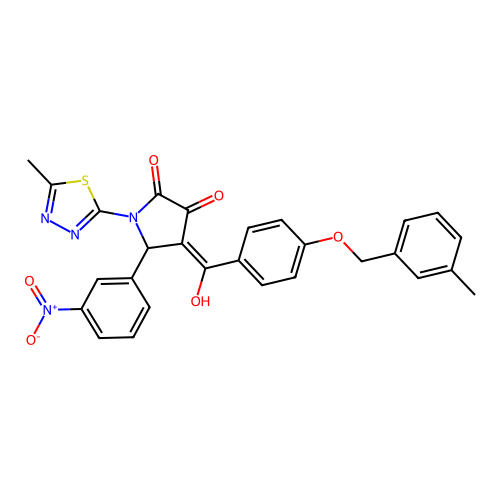(4E)-4-(hydroxy{4-[(3-methylbenzyl)oxy]phenyl}methylidene)-1-(5-methyl-1,3,4-thiadiazol-2-yl)-5-(3-nitrophenyl)pyrrolidine-2,3-dione structure
