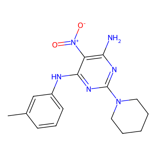 (6-Amino-5-nitro-2-piperidylpyrimidin-4-yl)(3-methylphenyl)amine structure