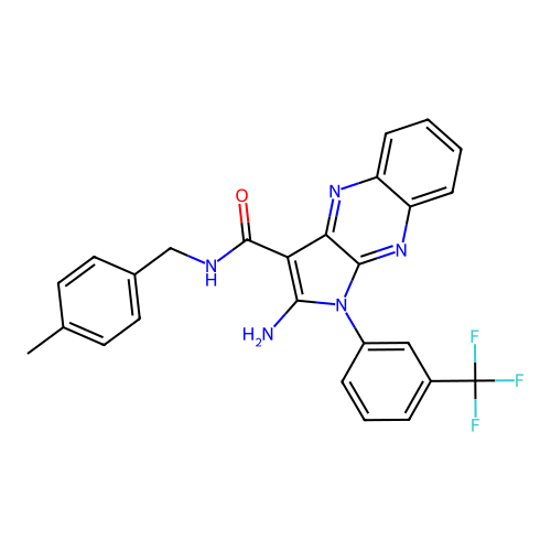 2-amino-N-(4-methylbenzyl)-1-(3-(trifluoromethyl)phenyl)-1H-pyrrolo[2,3-b]quinoxaline-3-carboxamide structure
