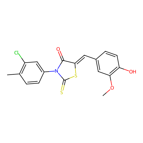 (5Z)-3-(3-chloro-4-methylphenyl)-5-(4-hydroxy-3-methoxybenzylidene)-2-thioxo-1,3-thiazolidin-4-one structure