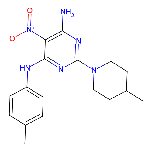 [6-Amino-2-(4-methylpiperidyl)-5-nitropyrimidin-4-yl](4-methylphenyl)amine structure