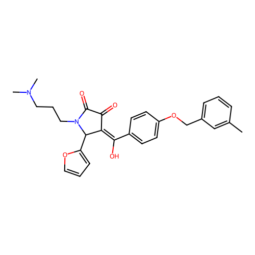 1-[3-(dimethylamino)propyl]-5-(furan-2-yl)-3-hydroxy-4-{4-[(3-methylphenyl)methoxy]benzoyl}-2,5-dihydro-1H-pyrrol-2-one structure