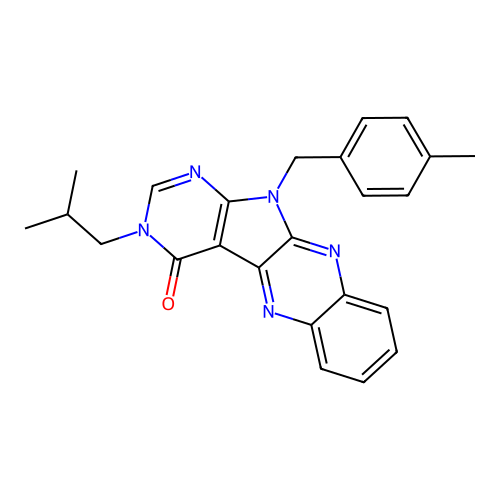 3-isobutyl-11-(4-methylbenzyl)-3H-pyrimido[5',4':4,5]pyrrolo[2,3-b]quinoxalin-4(11H)-one structure