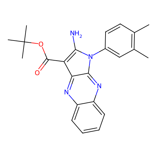 tert-butyl 2-amino-1-(3,4-dimethylphenyl)-1H-pyrrolo[2,3-b]quinoxaline-3-carboxylate structure