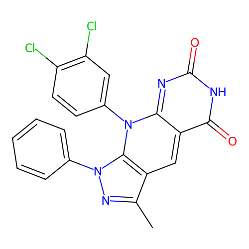 9-(3,4-dichlorophenyl)-3-methyl-1-phenyl-1H-pyrazolo[4',3':5,6]pyrido[2,3-d]pyrimidine-5,7(6H,9H)-dione structure