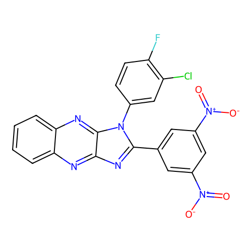 1-(3-chloro-4-fluorophenyl)-2-(3,5-dinitrophenyl)-1H-imidazo[4,5-b]quinoxaline structure