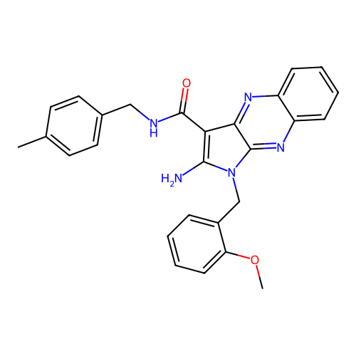 2-amino-1-(2-methoxybenzyl)-N-(4-methylbenzyl)-1H-pyrrolo[2,3-b]quinoxaline-3-carboxamide structure