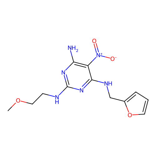 {6-Amino-2-[(2-methoxyethyl)amino]-5-nitropyrimidin-4-yl}(2-furylmethyl)amine structure