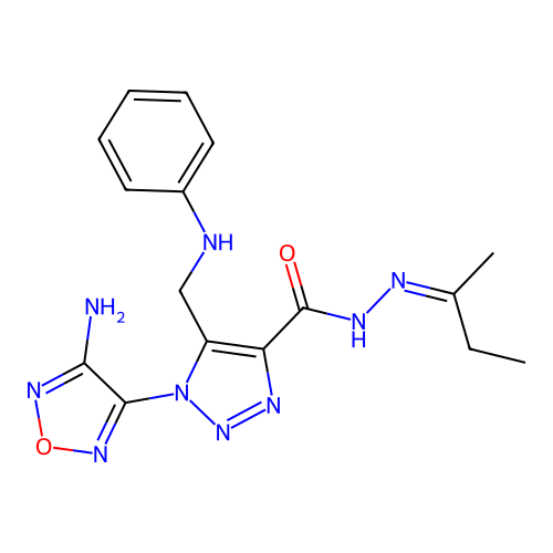(Z)-1-(4-amino-1,2,5-oxadiazol-3-yl)-N'-(butan-2-ylidene)-5-((phenylamino)methyl)-1H-1,2,3-triazole-4-carbohydrazide structure