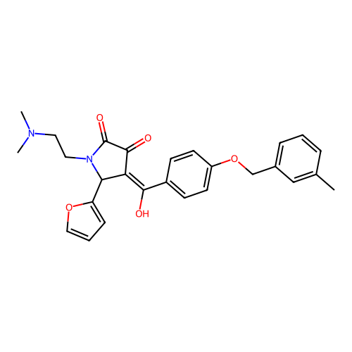 (4E)-1-(2-dimethylaminoethyl)-5-(furan-2-yl)-4-[hydroxy-[4-[(3-methylphenyl)methoxy]phenyl]methylidene]pyrrolidine-2,3-dione structure