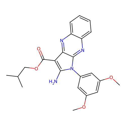 2-methylpropyl 2-amino-1-(3,5-dimethoxyphenyl)-1H-pyrrolo[2,3-b]quinoxaline-3-carboxylate structure