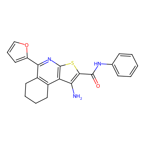 1-amino-5-(furan-2-yl)-N-phenyl-6,7,8,9-tetrahydrothieno[2,3-c]isoquinoline-2-carboxamide structure