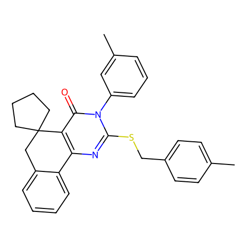 2-((4-methylbenzyl)thio)-3-(m-tolyl)-3H-spiro[benzo[h]quinazoline-5,1'-cyclopentan]-4(6H)-one structure