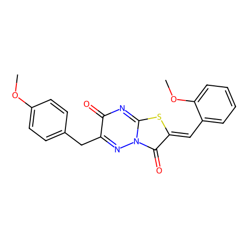 (2Z)-6-[(4-methoxyphenyl)methyl]-2-[(2-methoxyphenyl)methylidene]-[1,3]thiazolo[3,2-b][1,2,4]triazine-3,7-dione structure