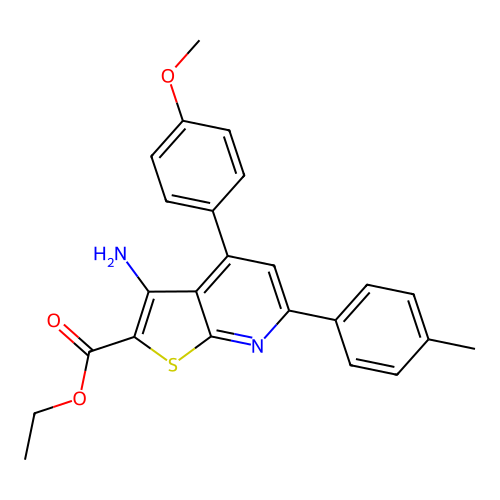 ethyl 3-amino-4-(4-methoxyphenyl)-6-(4-methylphenyl)thieno[2,3-b]pyridine-2-carboxylate structure
