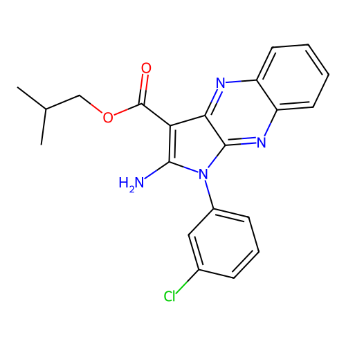 2-methylpropyl 2-amino-1-(3-chlorophenyl)-1H-pyrrolo[2,3-b]quinoxaline-3-carboxylate structure