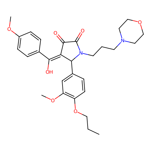 (4E)-4-[hydroxy-(4-methoxyphenyl)methylidene]-5-(3-methoxy-4-propoxyphenyl)-1-(3-morpholin-4-ylpropyl)pyrrolidine-2,3-dione structure