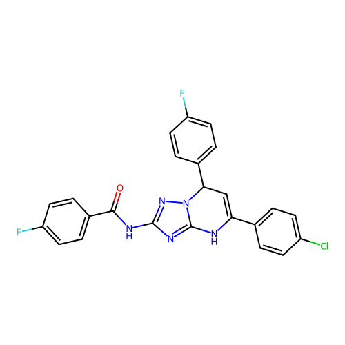 N-(5-(4-chlorophenyl)-7-(4-fluorophenyl)-4,7-dihydro-[1,2,4]triazolo[1,5-a]pyrimidin-2-yl)-4-fluorobenzamide structure