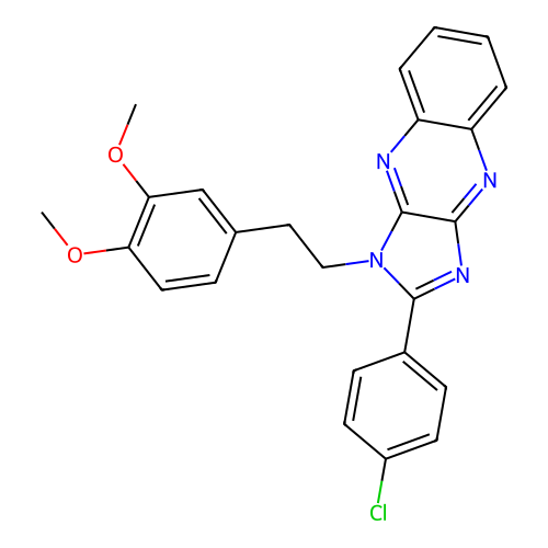 2-(4-chlorophenyl)-1-[2-(3,4-dimethoxyphenyl)ethyl]-1H-imidazo[4,5-b]quinoxaline structure