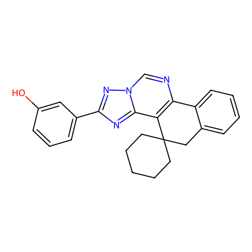 3-(5H-spiro[benzo[h][1,2,4]triazolo[1,5-c]quinazoline-4,1'-cyclohexan]-2-yl)phenol structure