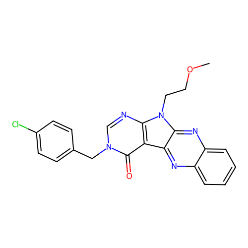 3-(4-chlorobenzyl)-11-(2-methoxyethyl)-3H-pyrimido[5',4':4,5]pyrrolo[2,3-b]quinoxalin-4(11H)-one structure