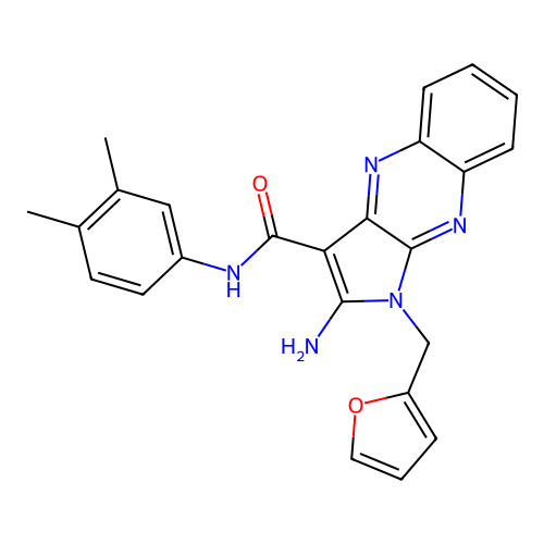 2-amino-N-(3,4-dimethylphenyl)-1-(furan-2-ylmethyl)-1H-pyrrolo[2,3-b]quinoxaline-3-carboxamide structure